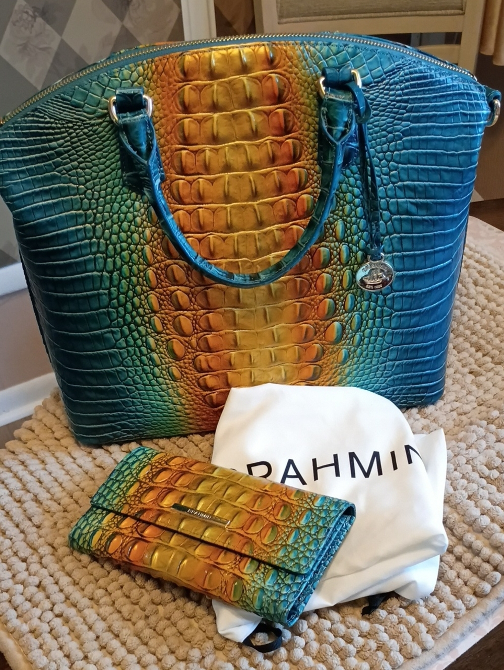 Brahmin Lrg Duxbury Bermuda ombré SET w Cordelia wallet